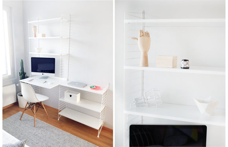 tyohuone, String hylly, String-työpiste, String home office, String work